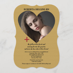 Convite para Graduação de Foto Dourada de Coração 