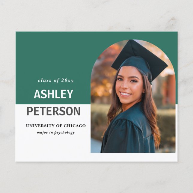 Convite para Graduação de Foto em Arco Teal de Orç (Frente)