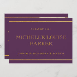 Convite para Graduação de Foto Roxo Dourada do ete