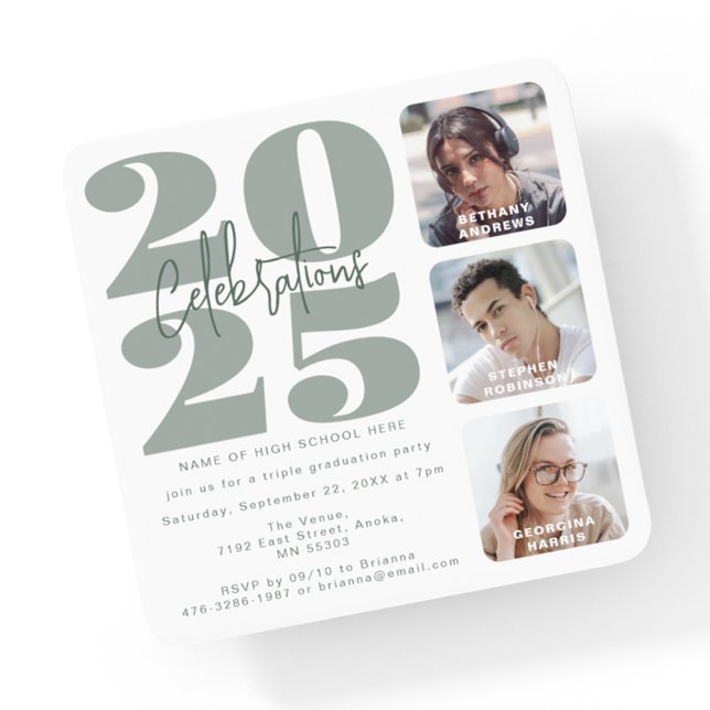 Convite para Graduação de Foto Verde Sage (Criador carregado)