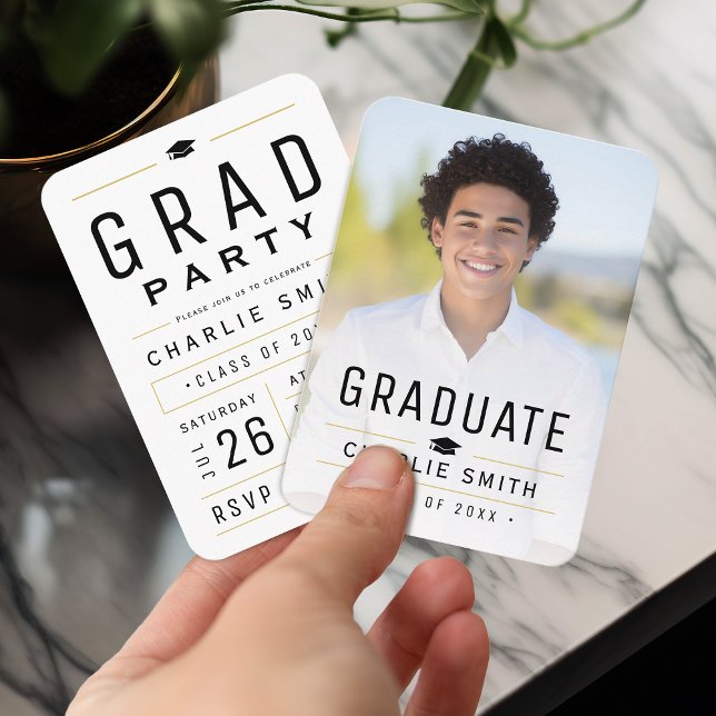 Convite para Graduação de Fotografia Simples Moder (Modern Simple Typography Photo Graduation invite)