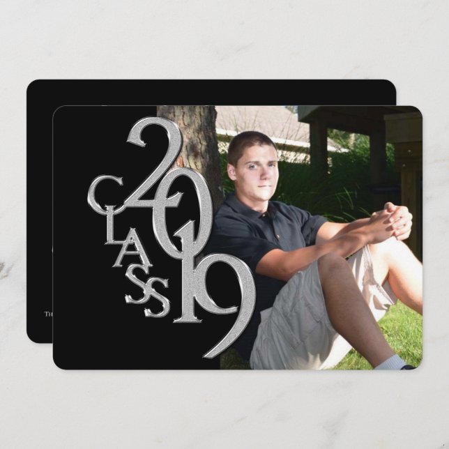 Convite para Graduação de Fotos Classic Black 2019 (Frente/Verso)