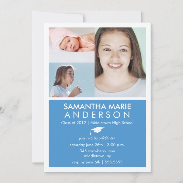 Convite para Graduação de Fotos da Linha do Tempo  (Frente)