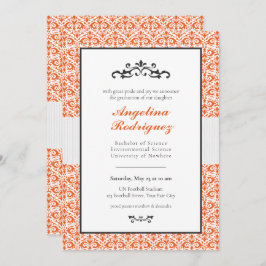 Convite para Graduação de Fotos de Cor damasco Lar