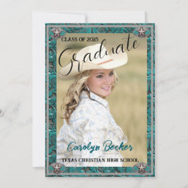 Convite para Graduação de Fotos de Leathe Cowgirl 