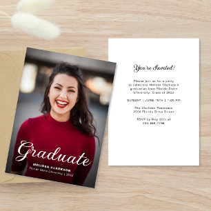 Convite para Graduação de Fotos de Script Elegante