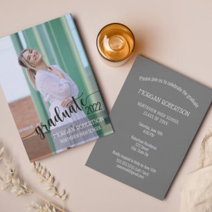 Convite para Graduação de Fotos de Script Elegante
