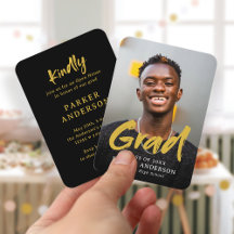 Convite para Graduação de Fotos de Script Moderno