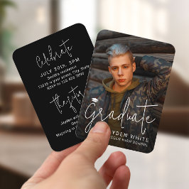 Convite para Graduação de Fotos de Script Moderno 