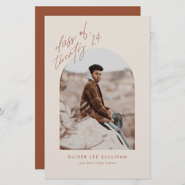 Convite para Graduação de Fotos do Arch Boho Terra (Frente/Verso)