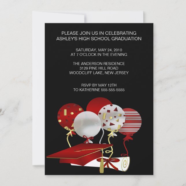 Convite para Graduação de Fotos do Boné Vermelho F (Frente)