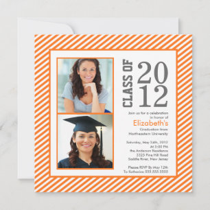 Convite Para Graduação De Fotos Em Laranja Moder
