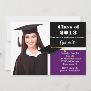Convite para Graduação de Fotos em Púrpura e Pr