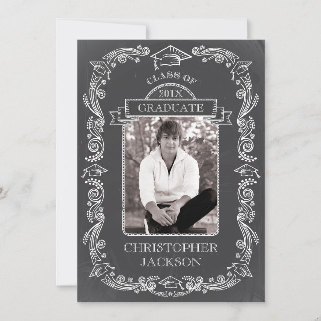 Convite para Graduação de Fotos em Quadro Chalkboa (Frente)