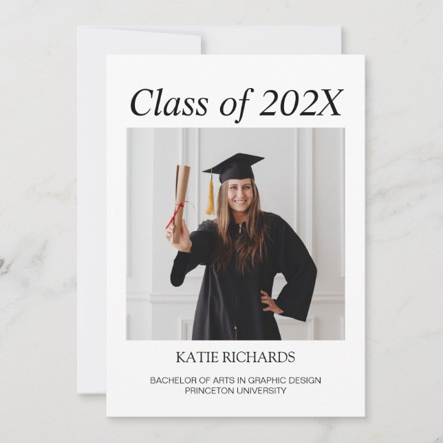 Convite para graduação de fotos minimalista (Frente)