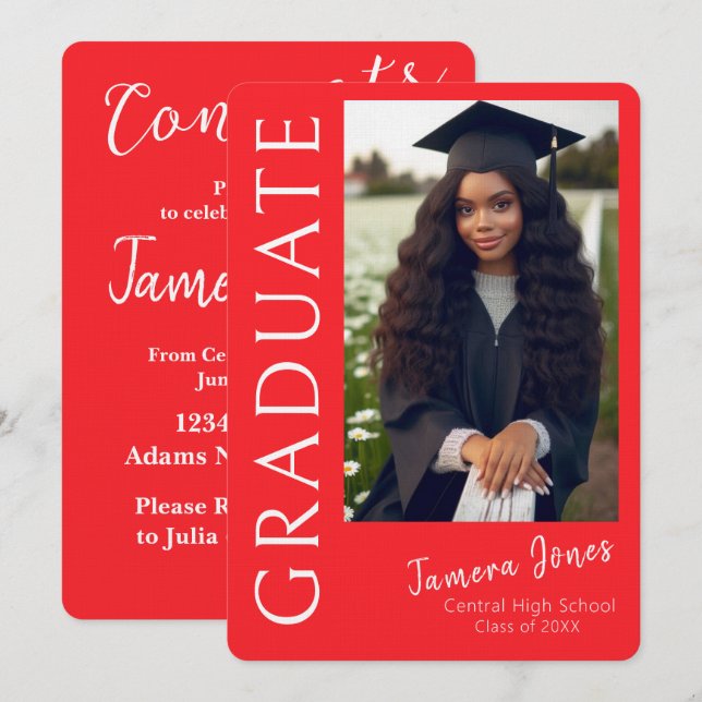 Convite para Graduação de Fotos Moderna (Frente/Verso)