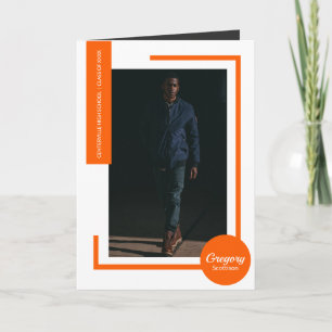 Convite para Graduação de Fotos Moderna Laranja