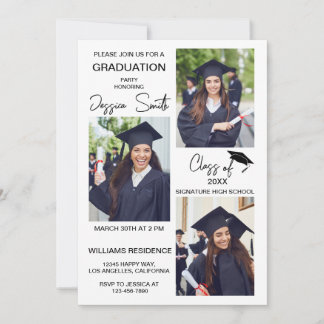Convite para Graduação de Fotos Múltiplas Modernas