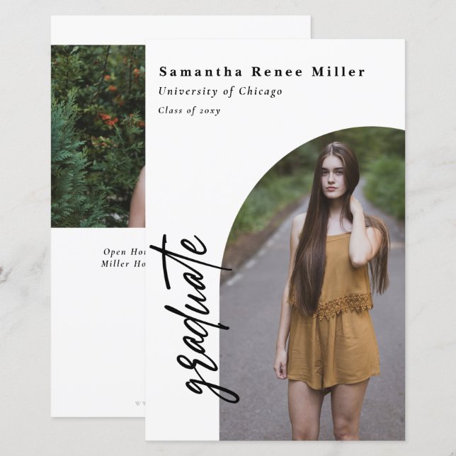 Convite para Graduação de Fotos para Arch 2 Modern (Frente/Verso)