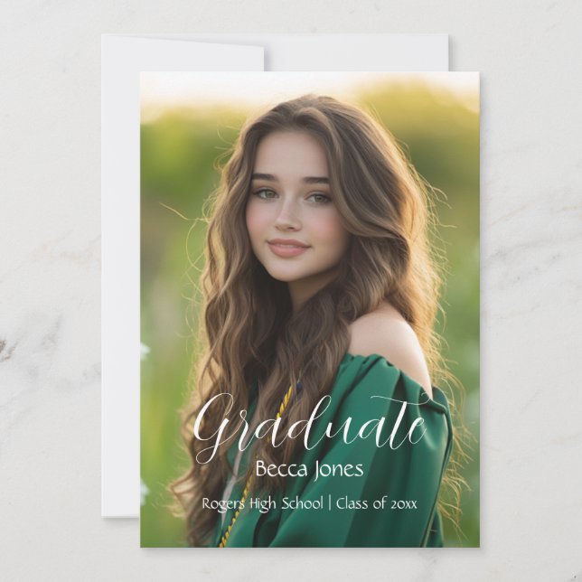 Convite para Graduação de Fotos para Caligrafia Mo (Frente)