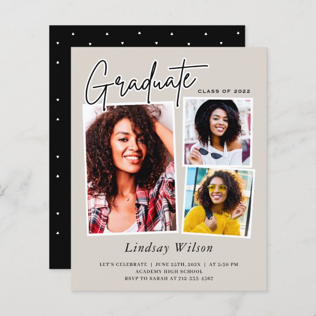 Convite para Graduação de Fotos para Formando 3 Ra (Frente/Verso)