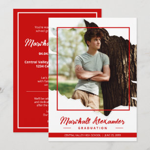 Convite para Graduação de Fotos Torn Abstrato de R