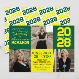 Convite para Graduação de Fotos Verde e Amarelo 3