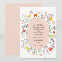 Convite para Graduação de Frame de Blush de Flor S