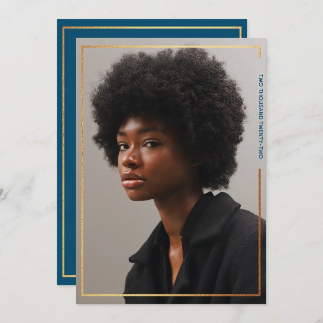 Convite para Graduação de Fronteira Dourada Modern (Frente/Verso)