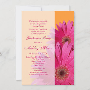 Convite para Graduação de Gerbera Daisy Rosa Lar