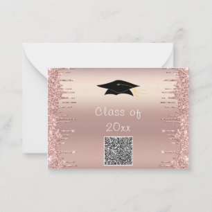 Convite para Graduação de Glitter Dourado com Rosa