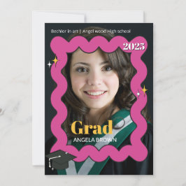 Convite para graduação de onda retrorrosado e ondu