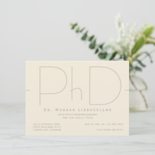 Convite para graduação de PhD em bege moderno