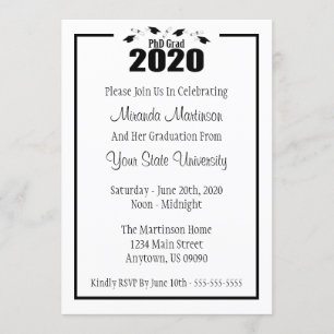 Convite para graduação de PhD Formando 2020 (Bonés