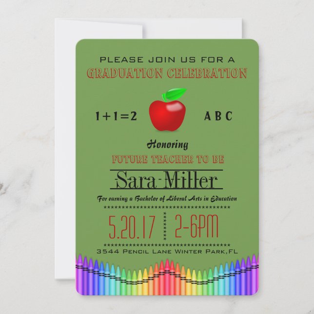 Convite para Graduação de Professores Crayon e App (Frente)