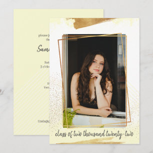 Convite para Graduação de Quadro Dourado e Amarelo