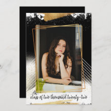 Convite para Graduação de Quadro Dourado e Preto