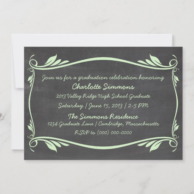 Convite para Graduação de Quadro Verde Flourish (Frente)