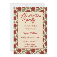 Convite para Graduação de Rosas vermelhas Elegante
