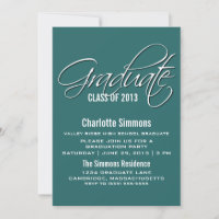 Convite para Graduação de Script Elegante Teal
