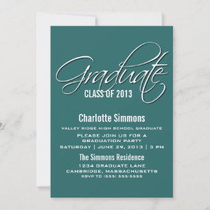 Convite para Graduação de Script Elegante Teal