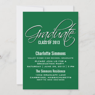 Convite para Graduação de Script Elegante Verde