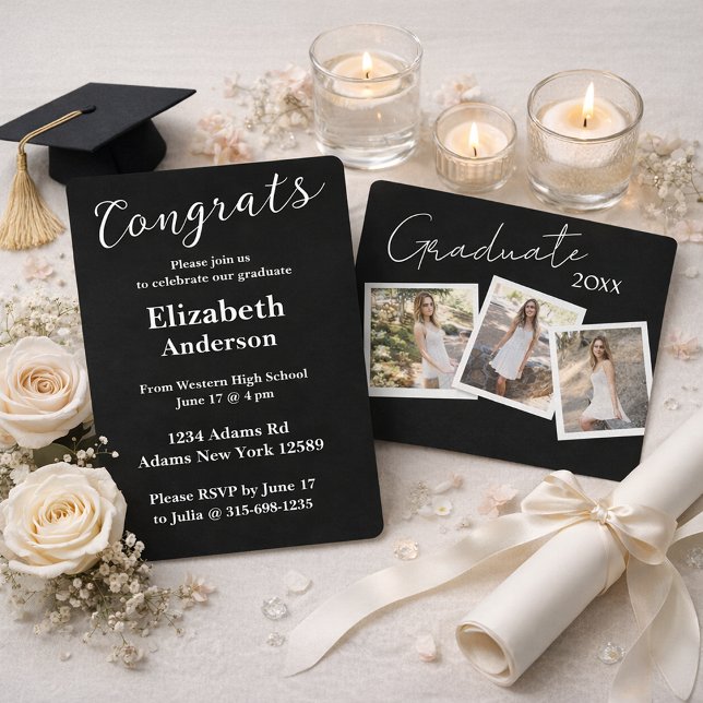 Convite para Graduação de Script Moderno de Três F (Criador carregado)