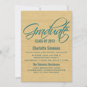 Convite para Graduação de Script Russo Teal