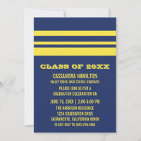 Convite para Graduação de Stripe Azul/Amarelo