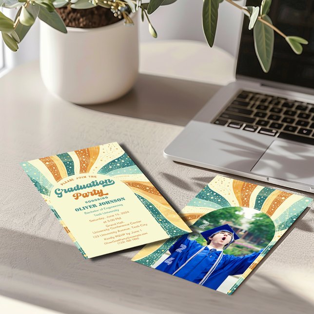 Convite para Graduação de Terracotta Retro Groovy (Criador carregado)