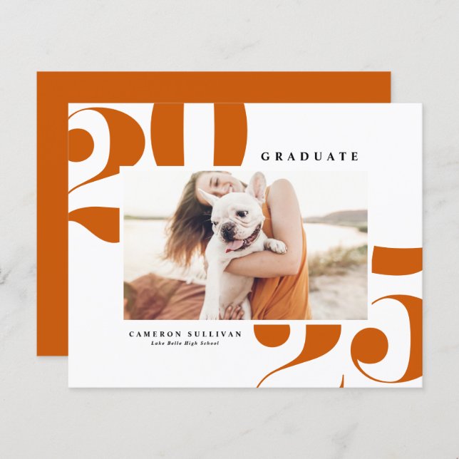 Convite Para Graduação De Tipografia Laranja 2025 (Frente/Verso)