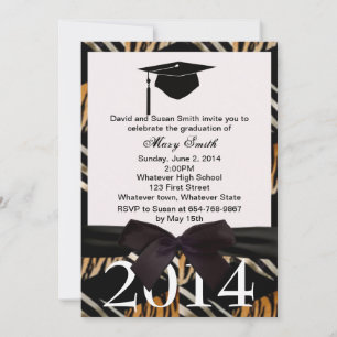 Convite Para Graduação De Zebra E Tigre De Fita Ne