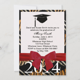 Convite Para Graduação De Zebra Vermelha E Tigre