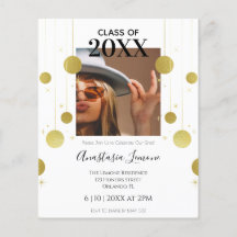 Convite para Graduação Dourada e Branca Moderno de